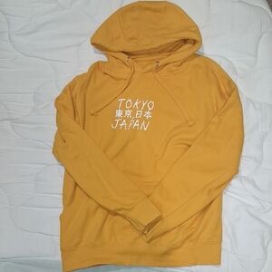 Mens Medium Mustard Yellow Tokyo Japan Hoodie Sweatshirt - SCW